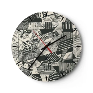 Horloge murale - Pendule murale - Motif abstrait géométrique dans un style graphique - 30x30cm - Dynamique du modernisme - Décoration murale moderne pour le salon, la cuisine et la chambre ARTTOR