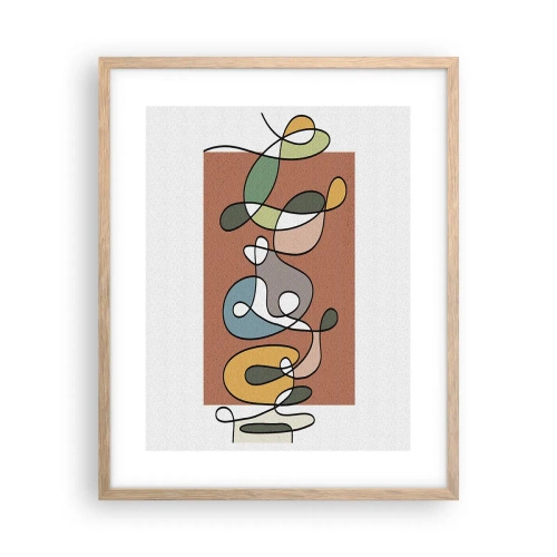 Affiche dans un chêne clair - Poster - Abstraction : danse colorée - 40x50 cm