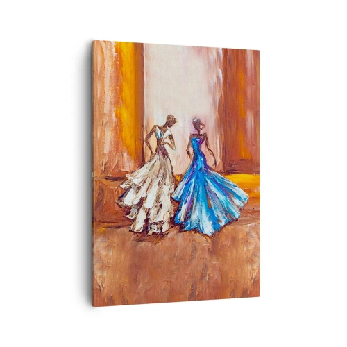 Impression sur toile - Image sur toile - Personnages en robes de soirée dans un style artistique - 50x70cm - Un duo reconnaissant - Décoration murale moderne pour le salon et la chambre ARTTOR