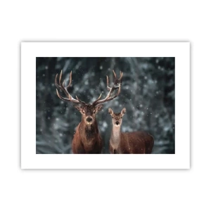 Affiche - Poster - Le roi de la forêt avec sa femme - 40x30 cm