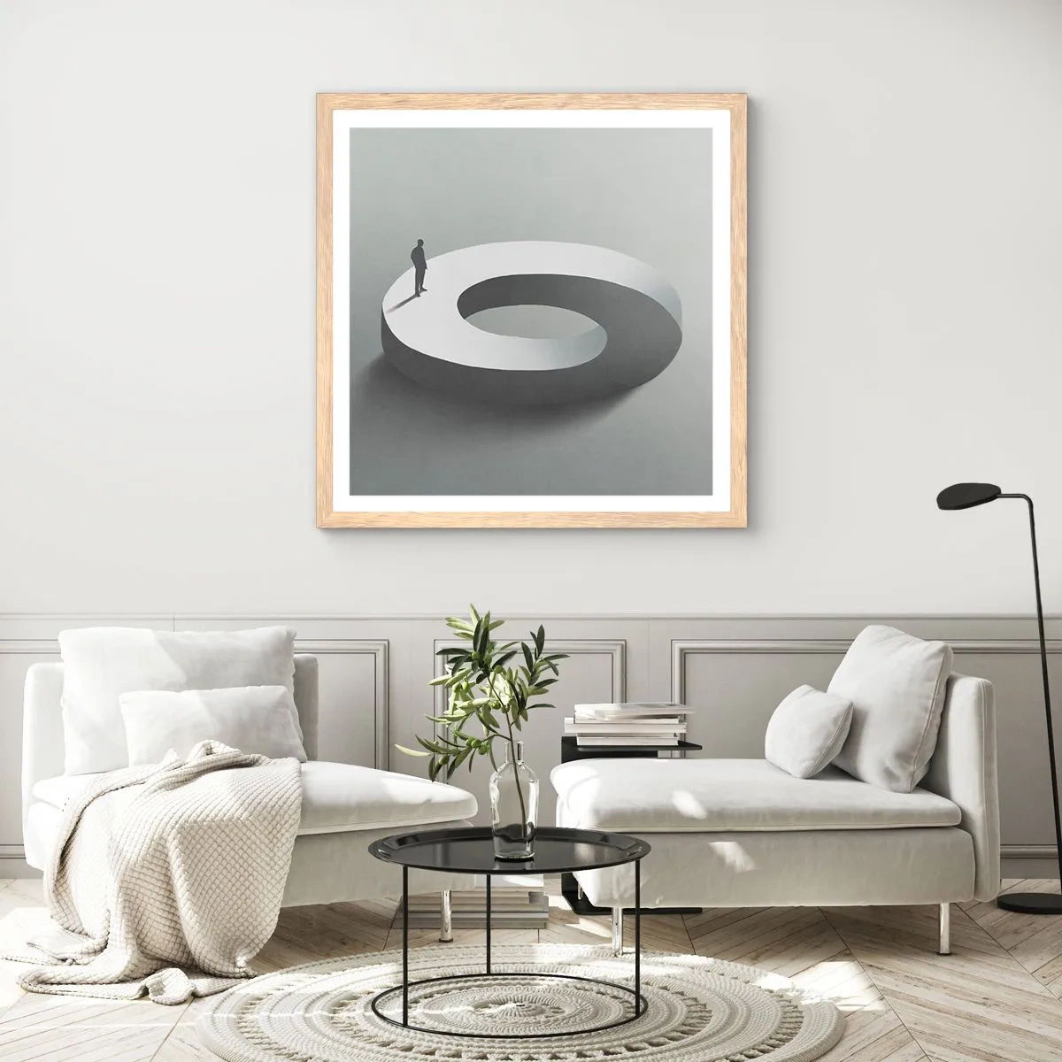 Affiche dans un chêne clair - Poster - Et sois intelligent ici - 40x40 cm