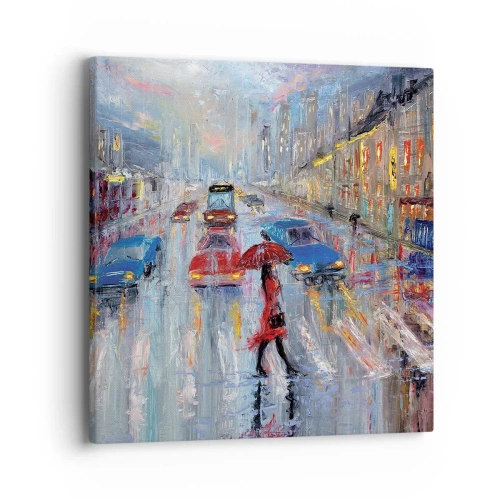 Impression sur toile - Image sur toile - Après-midi pluvieux en ville - 40x40 cm