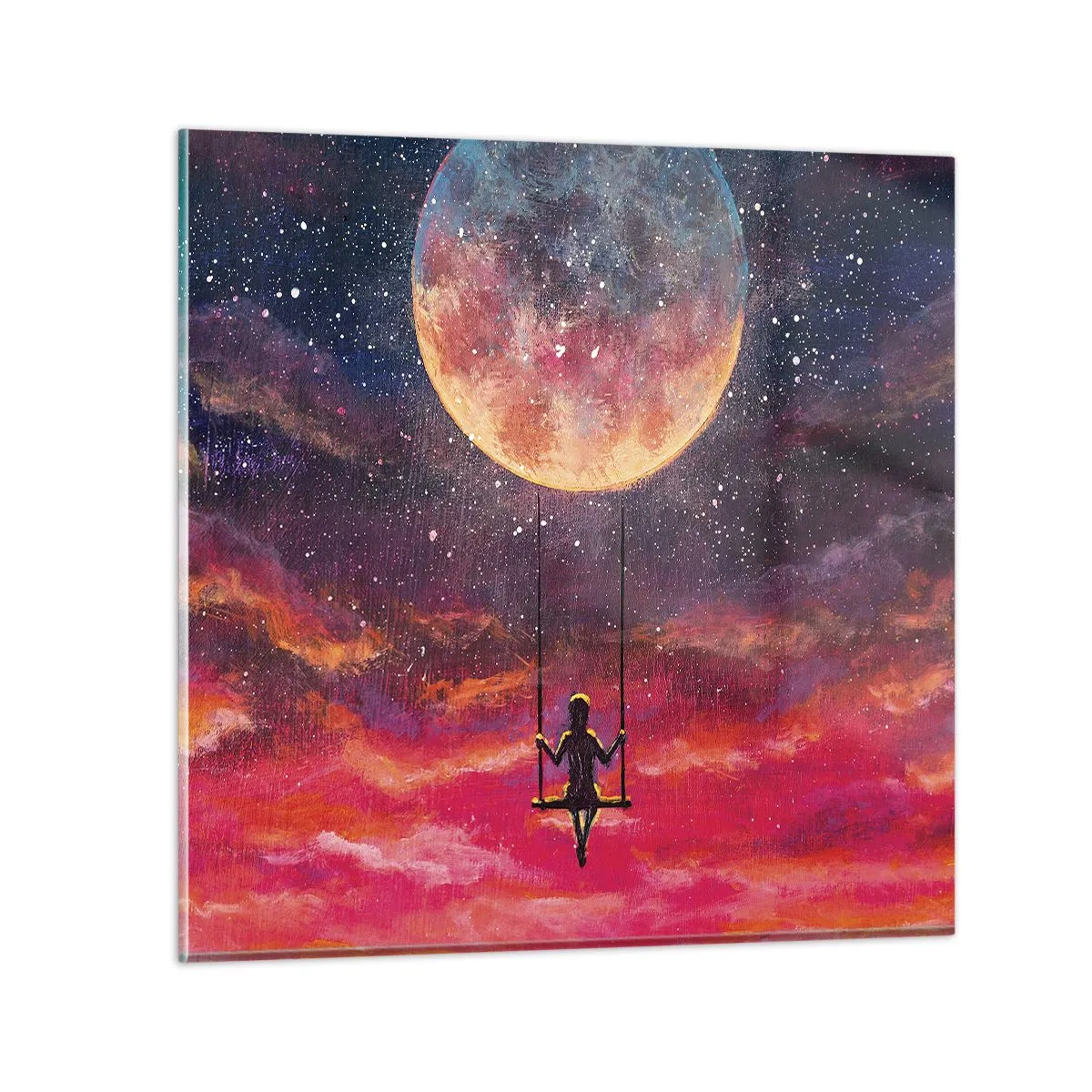 Impression sur verre - Image sur verre - Se balancer dans les nuages - 30x30 cm