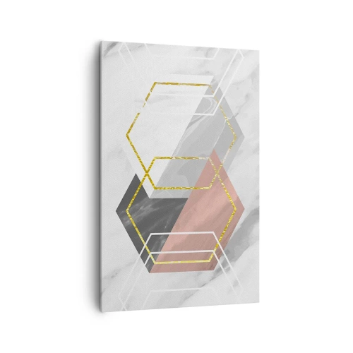Impression sur toile - Image sur toile - Figures géométriques avec des accents d'or et de marbre - 80x120cm - Composition en chaîne - Décoration murale moderne pour le salon et la chambre ARTTOR