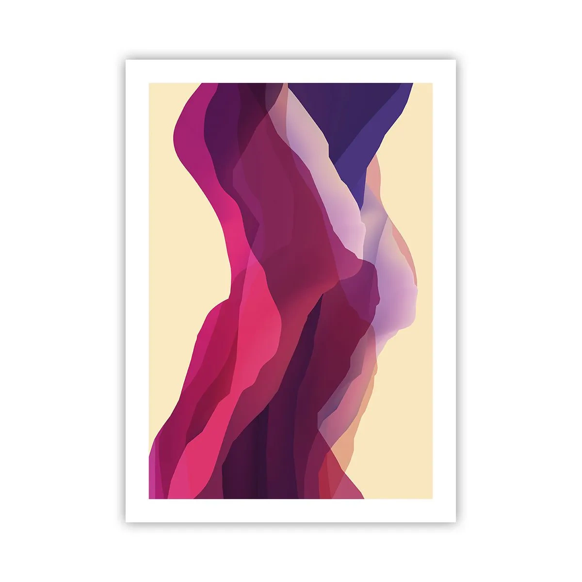 Affiche - Poster - Vagues abstraites dans des tons violets sur fond clair - 50x70cm - Vagues pourpre - Décoration murale moderne pour le salon et la chambre ARTTOR