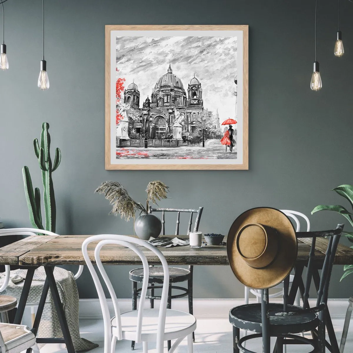 Affiche dans un chêne clair - Poster - Rencontre berlinoise - 30x30 cm