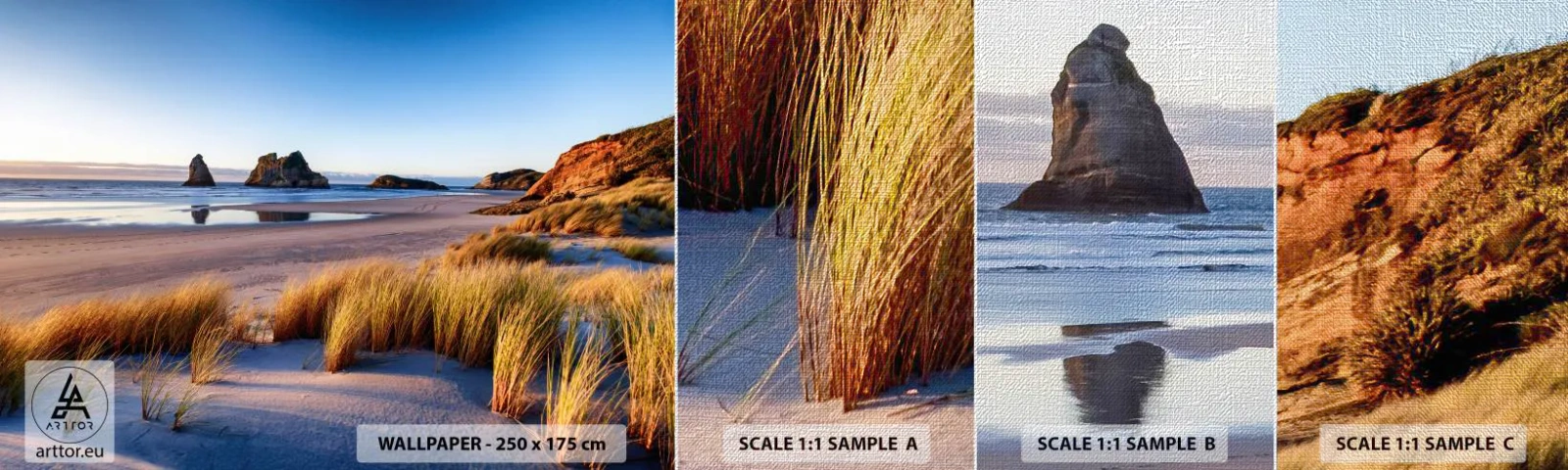 Échantillon de Papier Peint Premium Canvas - Pour les chercheurs de paix - Dunes, Plage, Nature - 100x30 cm