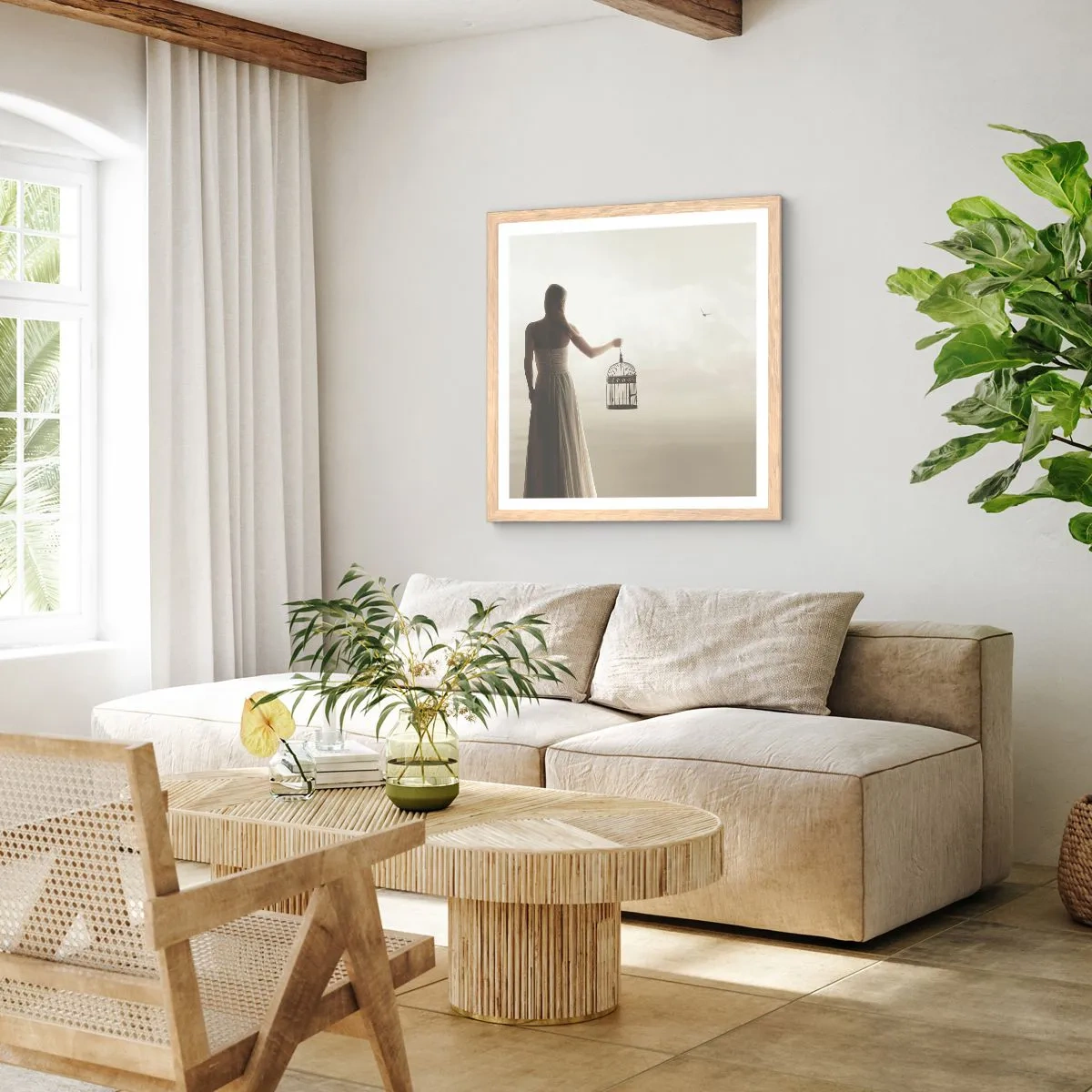 Affiche dans un chêne clair - Poster - Soi libre - 30x30 cm