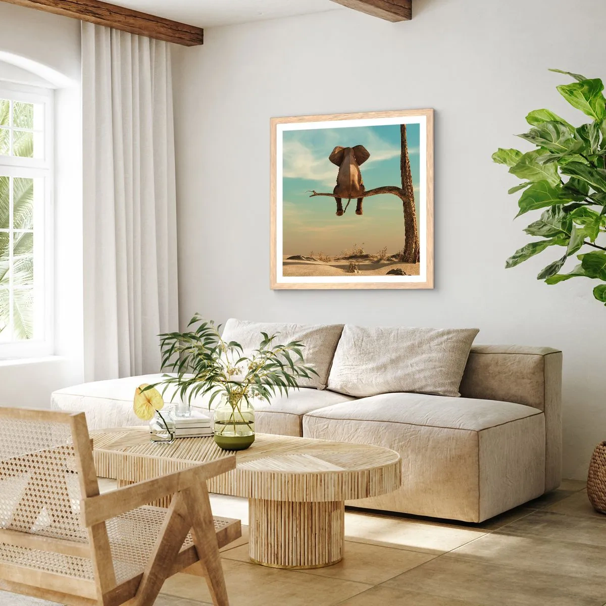 Affiche dans un chêne clair - Poster - Nouveau point de vue - 40x40 cm