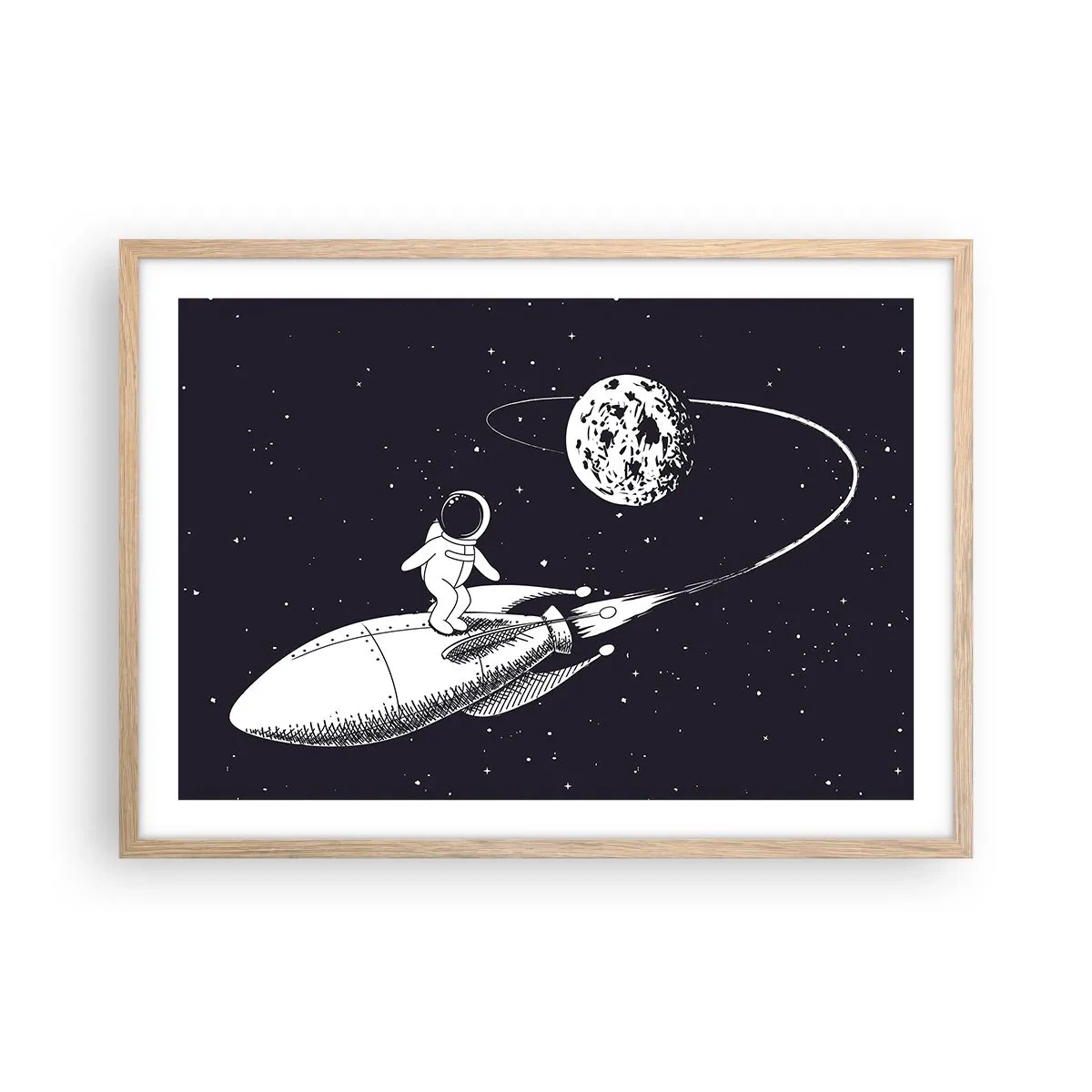 Affiche dans un chêne clair - Poster - Surfeur de l'espace - 70x50 cm