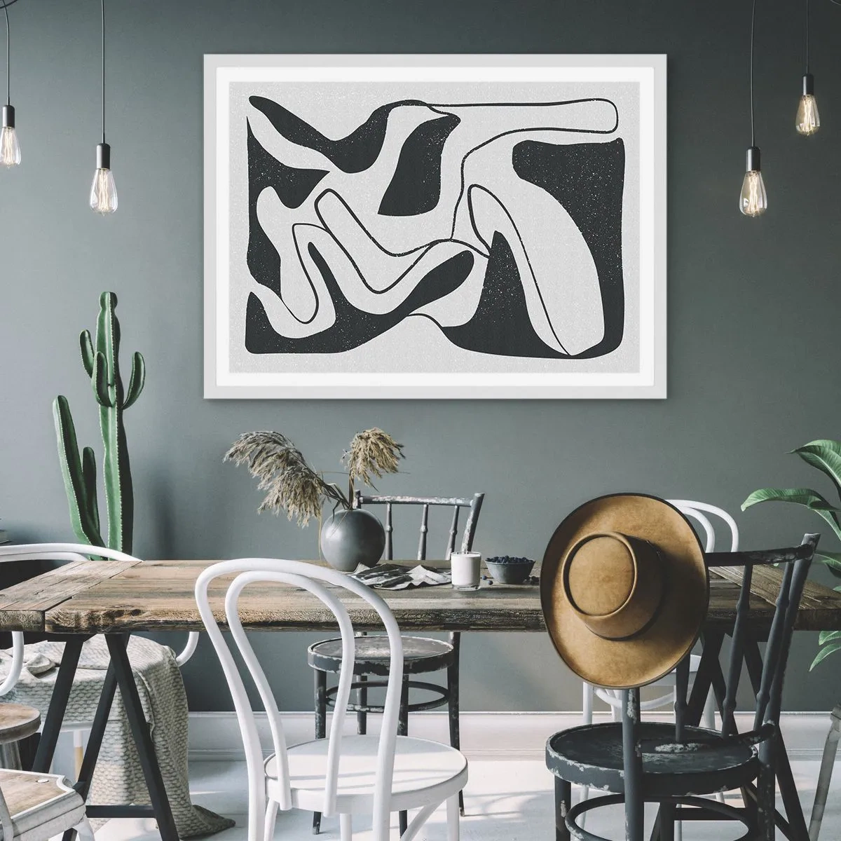 Affiche dans un cadre blanc - Poster - Amusement de labyrinthe abstrait - 50x40 cm