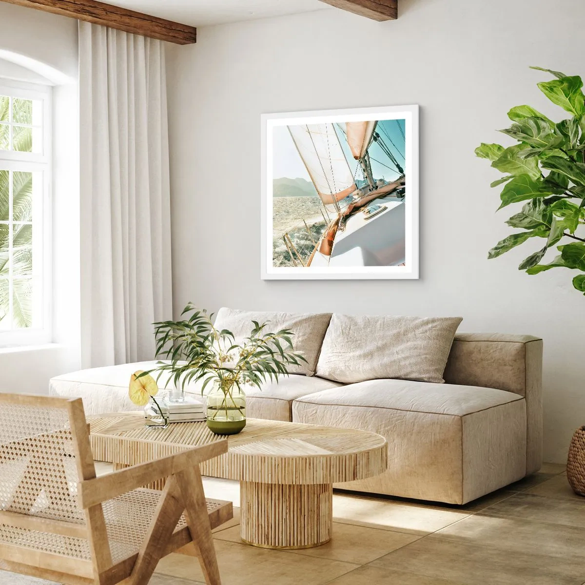 Affiche dans un cadre blanc - Poster - Toutes voiles dehors - 60x60 cm