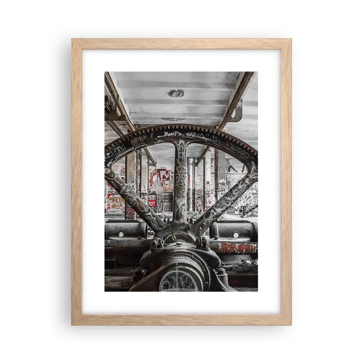 Affiche dans un chêne clair - Poster - Vie secrète d'une usine - 30x40 cm