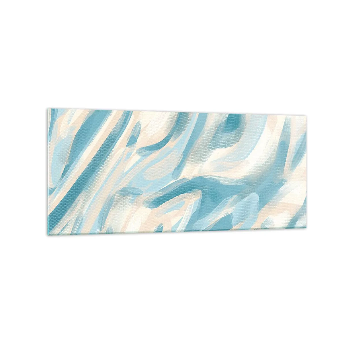 Impression sur verre - Image sur verre - Des stries bleues abstraites sur un fond clair - 120x50cm - Brise printanière - Décoration murale moderne pour le salon et la chambre ARTTOR