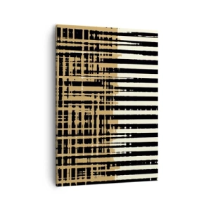 Impression sur toile - Image sur toile - Lignes abstraites en noir, beige et blanc - 50x70cm - Abstraction architecturale - Décoration murale moderne pour le salon et la chambre ARTTOR