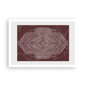 Affiche - Poster - Ondes symétriques en lignes blanches sur fond marron - 100x70cm - L'espace parle - Décoration murale moderne pour le salon et la chambre ARTTOR