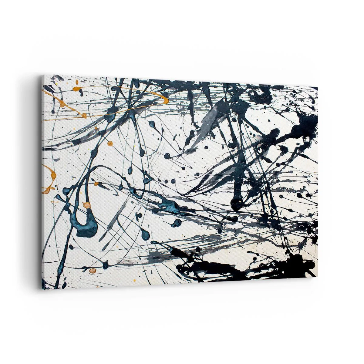Impression sur toile - Image sur toile - Une peinture abstraite avec des éclaboussures de peinture dans des motifs dynamiques. - 100x70cm - Abstraction expressionniste - Décoration murale moderne pour le salon et la chambre ARTTOR