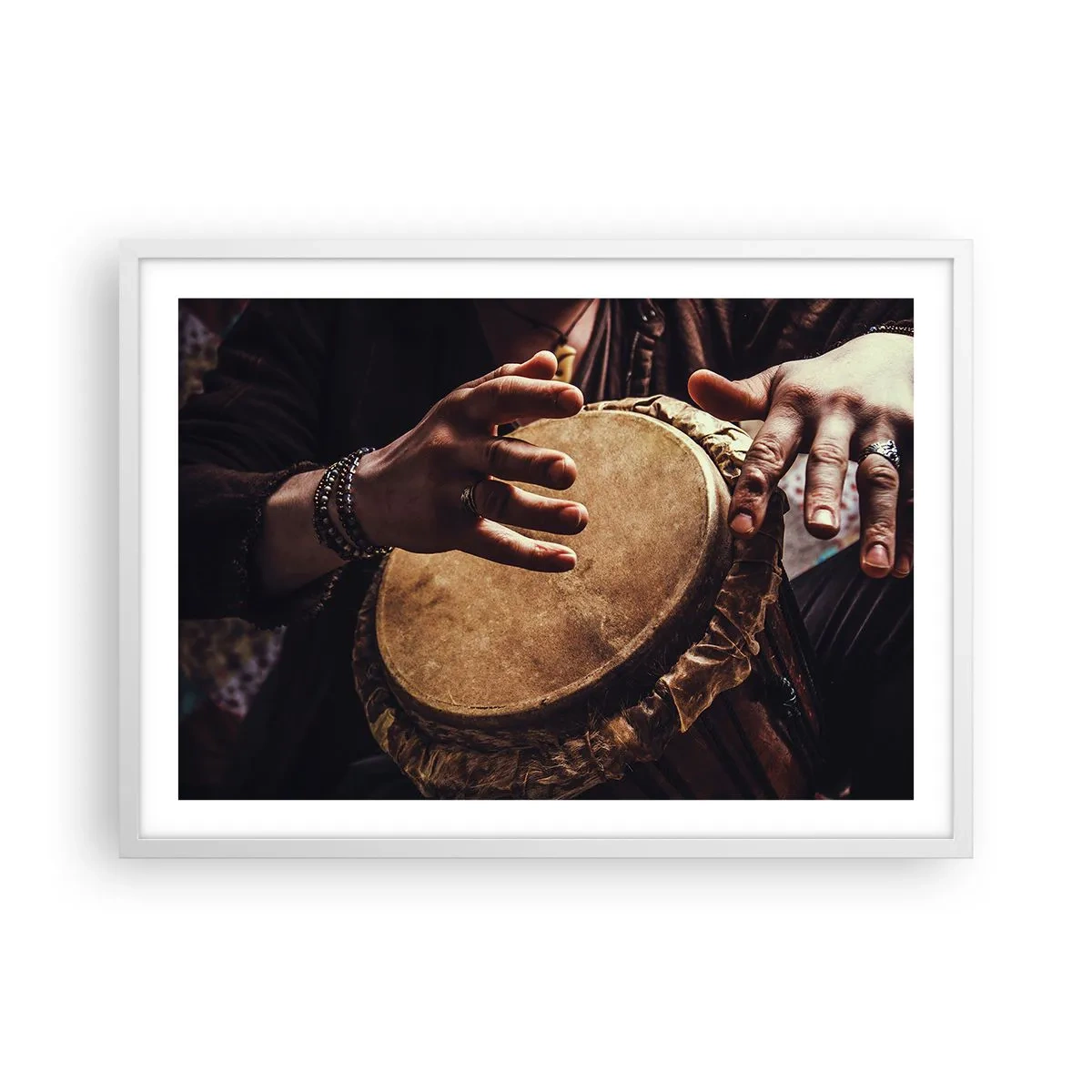 Affiche dans un cadre blanc - Poster - Au rythme du coeur - 70x50 cm