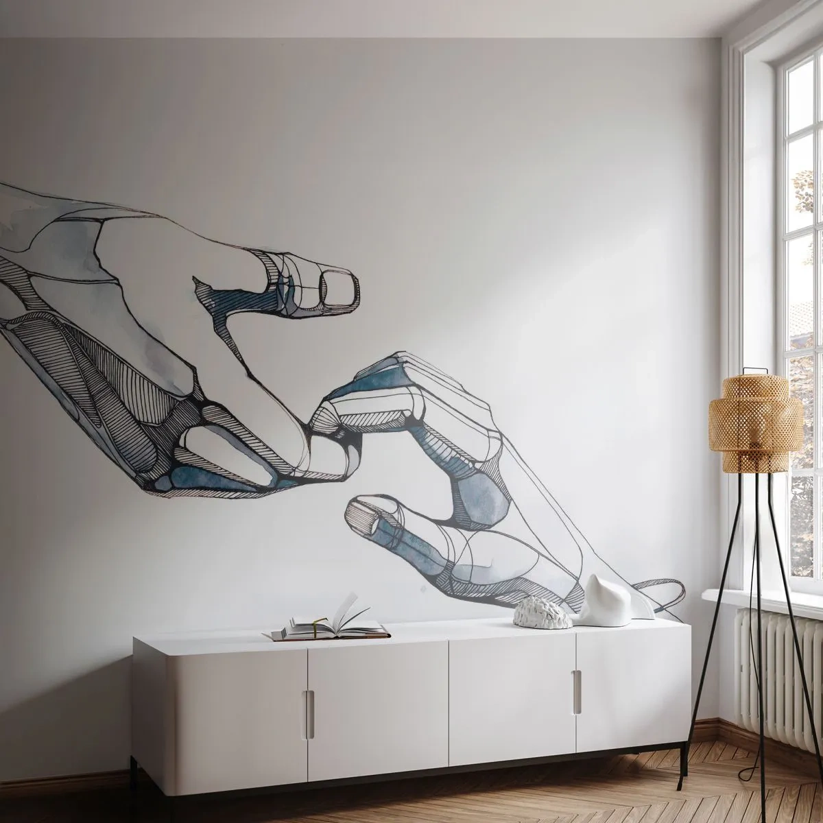 Papier Peint Autocollant Deluxe Sticker - Un bon geste - Abstraction, Mains, Graphique - 250x175 cm