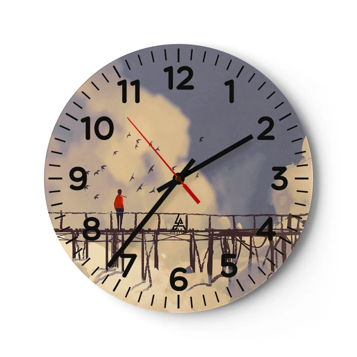 Horloge murale - Pendule murale - Bleu nostalgie - 30x30 cm