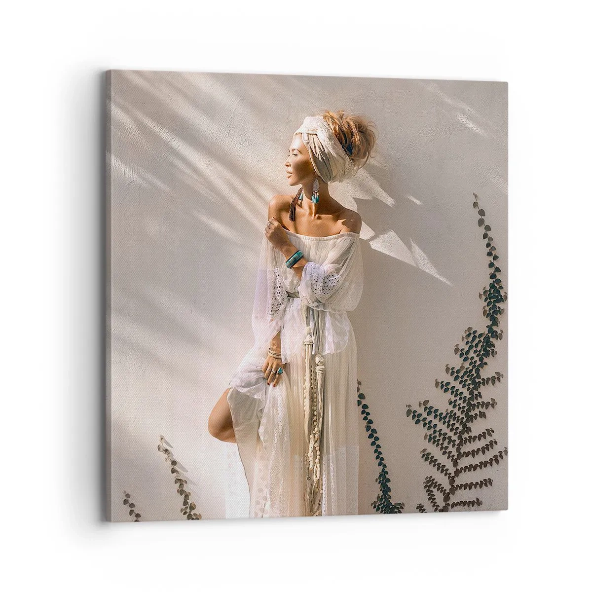 Impression sur toile - Image sur toile - Le soleil et la fille - 70x70 cm