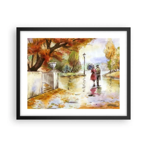 Affiche dans un cadre noir - Poster - Automne romantique dans le parc - 50x40 cm