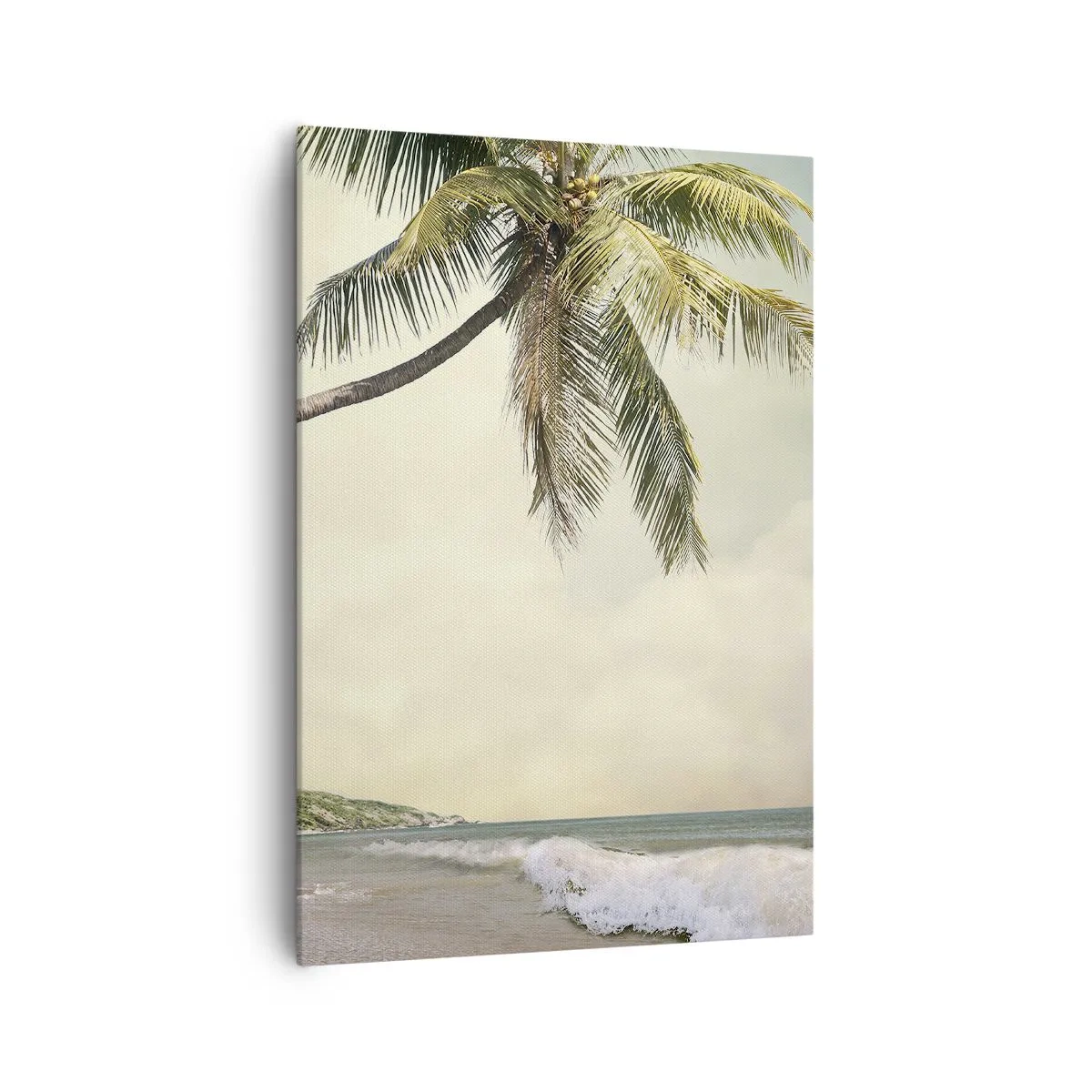 Impression sur toile - Image sur toile - Une plage avec des palmiers sur fond de mer calme - 70x100cm - Rêve tropical - Décoration murale moderne pour le salon et la chambre ARTTOR