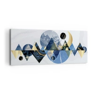 Impression sur toile - Image sur toile - Motifs géométriques abstraits avec des motifs de montagne - 120x50cm - Paysage géométrique - Décoration murale moderne pour le salon et la chambre ARTTOR