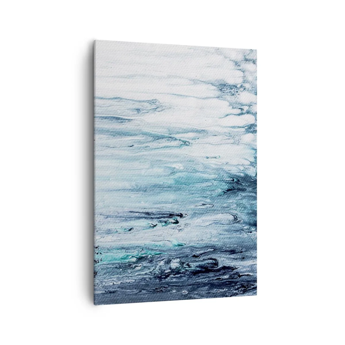 Impression sur toile - Image sur toile - Des stries bleues et blanches abstraites ressemblant à des glaçons - 70x100cm - Une glace bleue - Décoration murale moderne pour le salon et la chambre ARTTOR