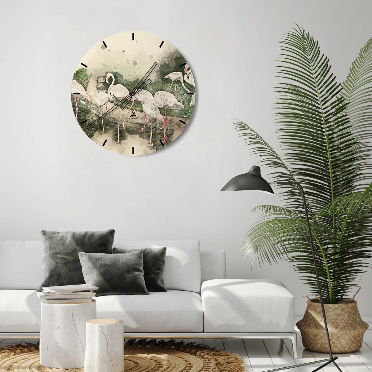 Horloge murale - Pendule murale - Une volée de flamants roses dans un cadre tropical paisible - 30x30cm - Rêve exotique - Décoration murale moderne pour le salon, la cuisine et la chambre ARTTOR