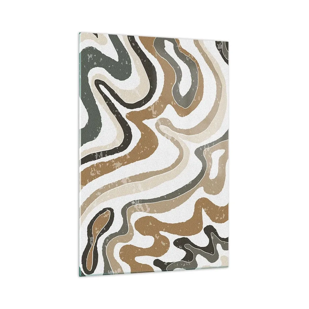 Impression sur verre - Image sur verre - Motifs terreux dans des tons de marron et de vert - 70x100cm - Méandres de couleurs de la terre - Décoration murale moderne pour le salon et la chambre ARTTOR