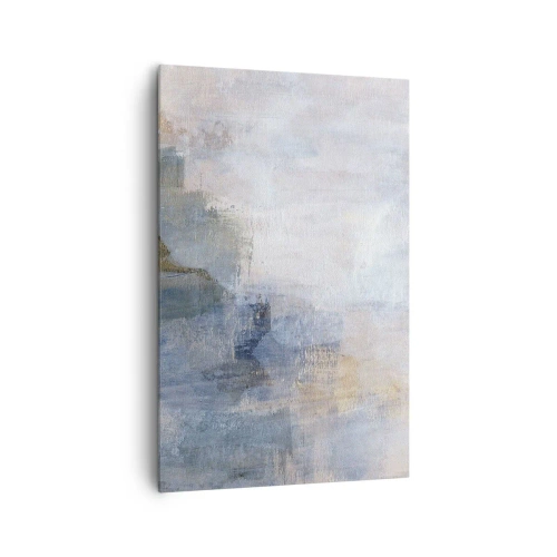 Impression sur toile - Image sur toile - Taches abstraites subtiles dans des tons de bleu et de beige - 80x120cm - Tonalités et accords de couleur - Décoration murale moderne pour le salon et la chambre ARTTOR