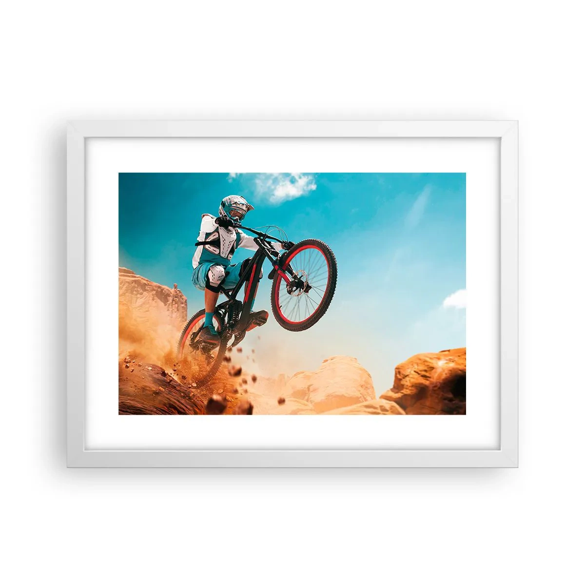 Affiche dans un cadre blanc - Poster - Démon de la folie du vélo - 40x30 cm