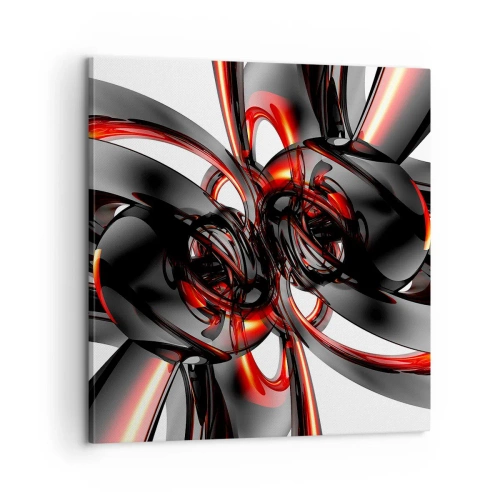 Impression sur toile - Image sur toile - Mouvement de graphite et rouge - 60x60 cm