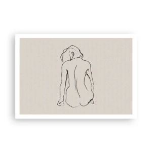 Affiche - Poster - Un croquis subtil de la silhouette d'une fille de dos - 100x70cm - Femme nue - Décoration murale moderne pour le salon et la chambre ARTTOR