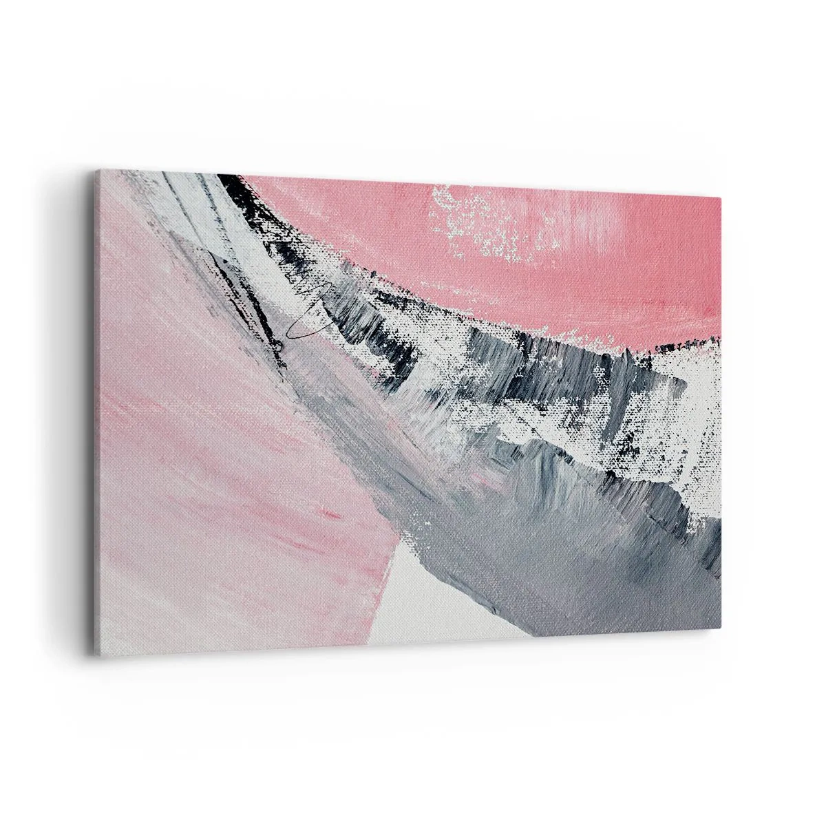 Impression sur toile - Image sur toile - Une composition abstraite dans les tons de rose et de gris. - 120x80cm - Composition assortie - Décoration murale moderne pour le salon et la chambre ARTTOR
