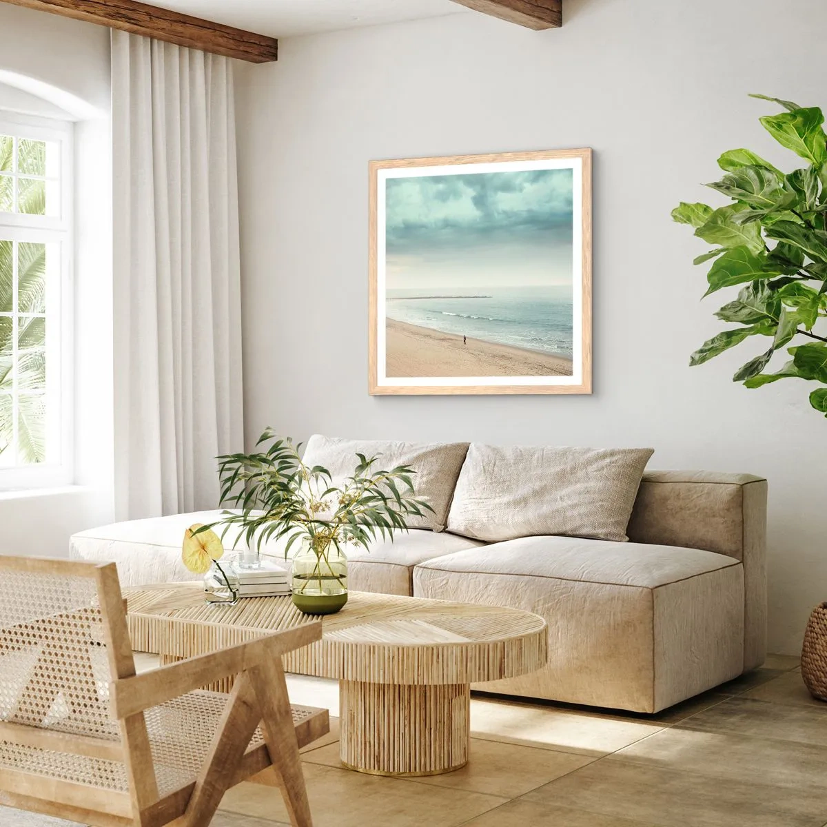 Affiche dans un chêne clair - Poster - à la recherche de la paix - 40x40 cm