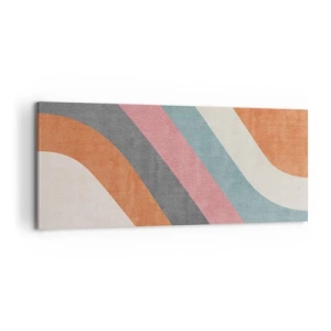 Impression sur toile - Image sur toile - Rayures rétro colorées - 120x50cm - Composition diagonale – mouvement - Décoration murale moderne pour le salon et la chambre ARTTOR