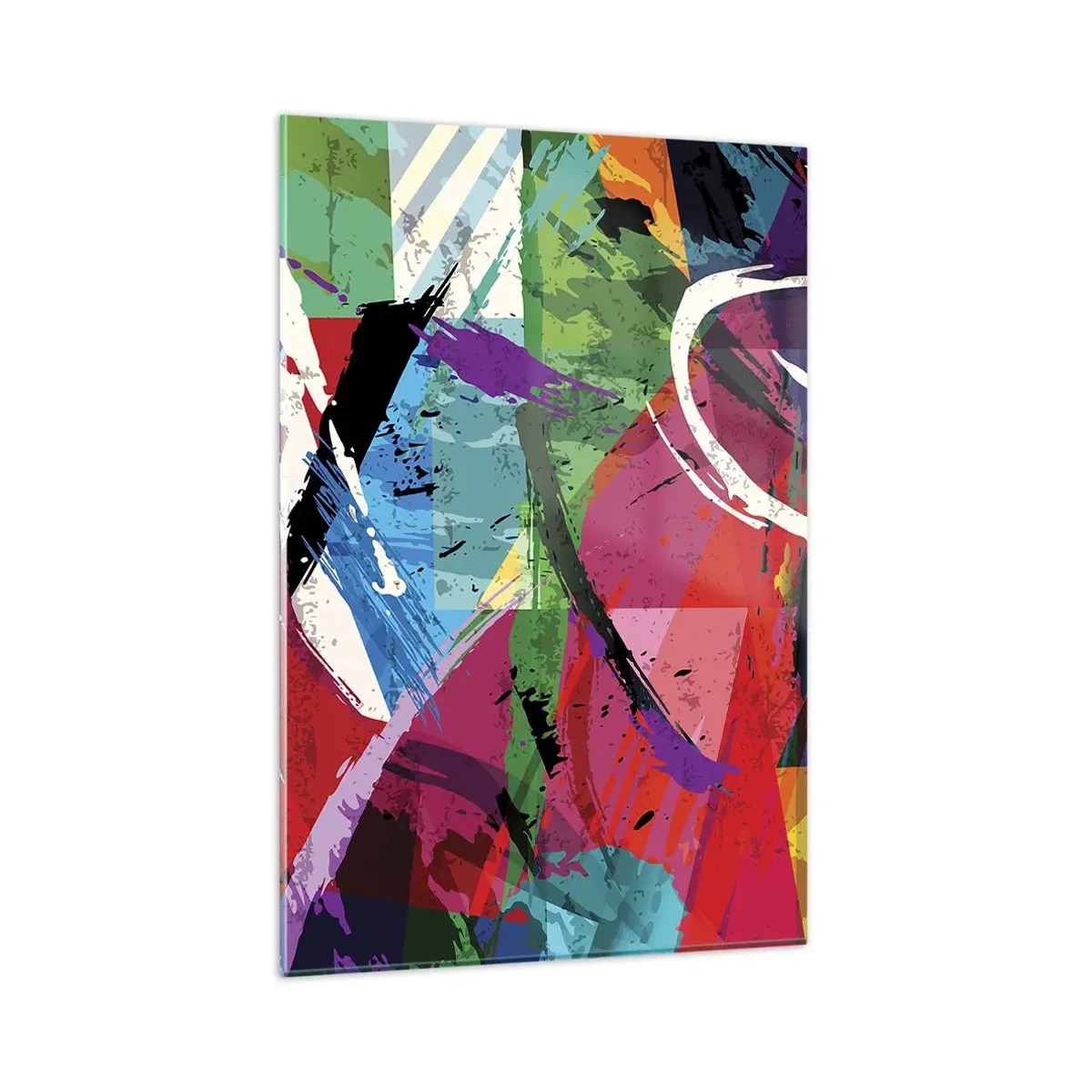 Impression sur verre - Image sur verre - Abstraction colorée avec des coups de pinceau dynamiques - 80x120cm - Rapide, vif et bondissant - Décoration murale moderne pour le salon et la chambre ARTTOR