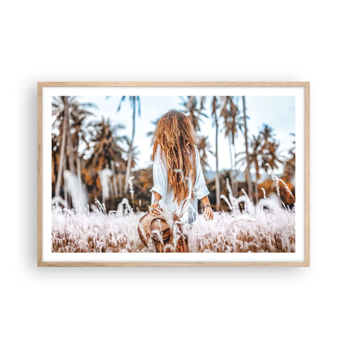 Affiche dans un chêne clair - Poster - Né de peluches d'herbe - 91x61 cm