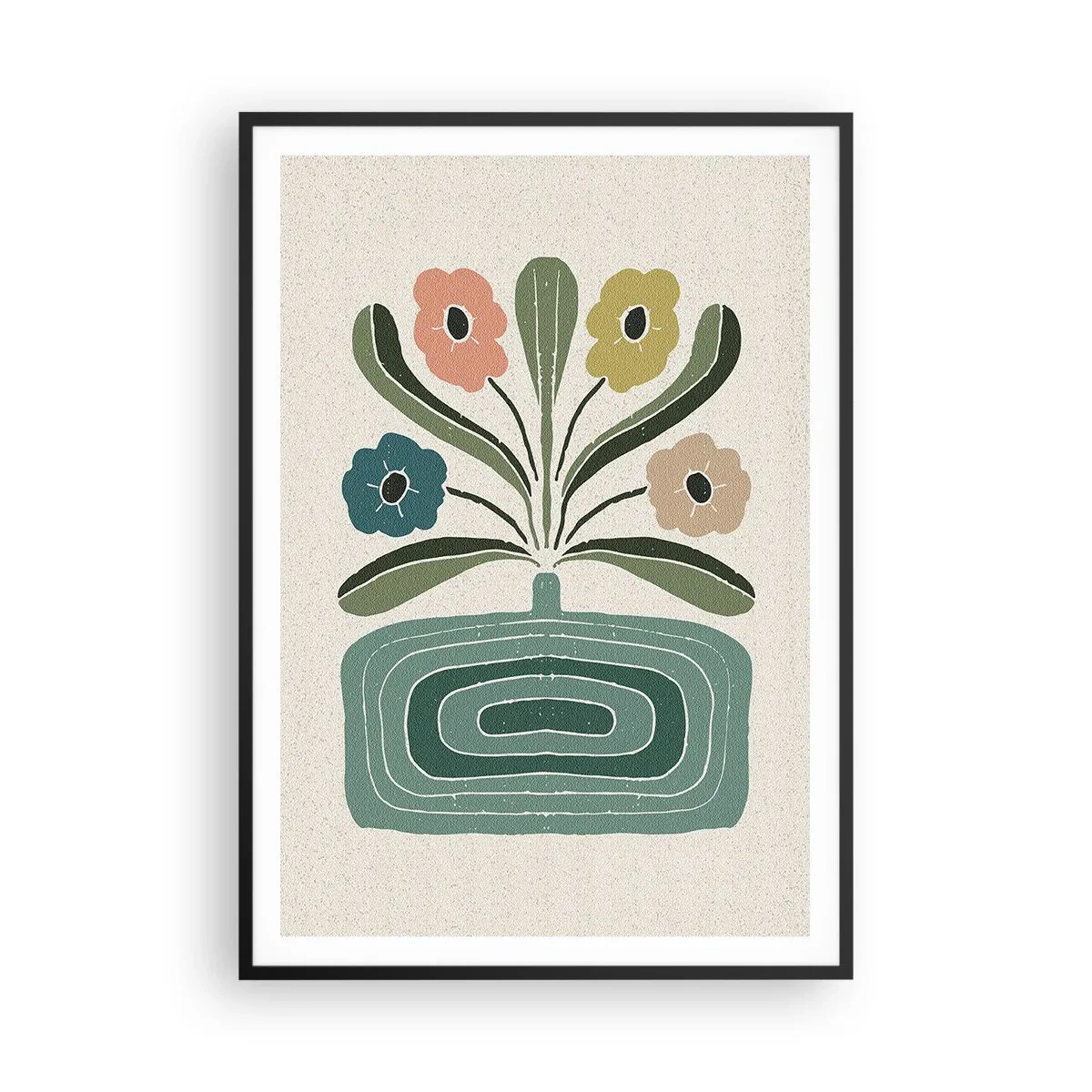 Affiche dans un cadre noir - Poster - Bouquet symétrique - 70x100 cm
