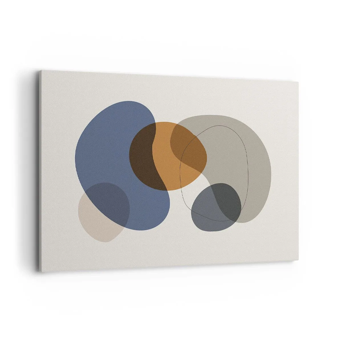 Impression sur toile - Image sur toile - Formes abstraites colorées dans des tons de bleu et de marron - 100x70cm - Gouttes de couleur - Décoration murale moderne pour le salon et la chambre ARTTOR