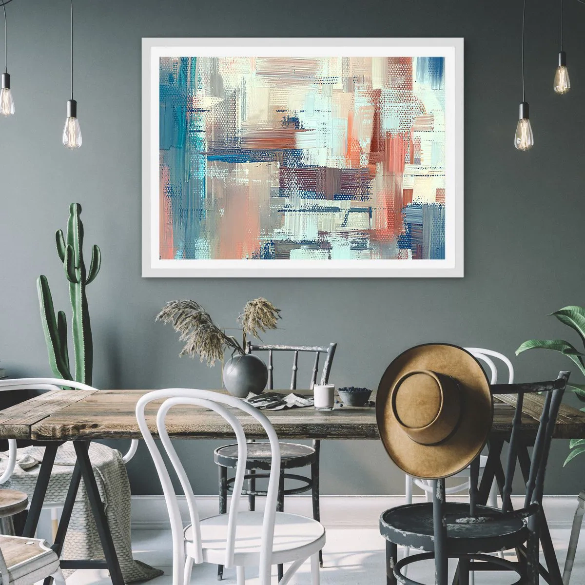 Affiche dans un cadre blanc - Poster - Atteindre la lumière - 50x40 cm