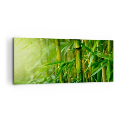 Impression sur toile - Image sur toile - Forêt de bambous verts dans une lumière douce - 120x50cm - Apprenez à connaître le vert lui-même - Décoration murale moderne pour le salon et la chambre ARTTOR