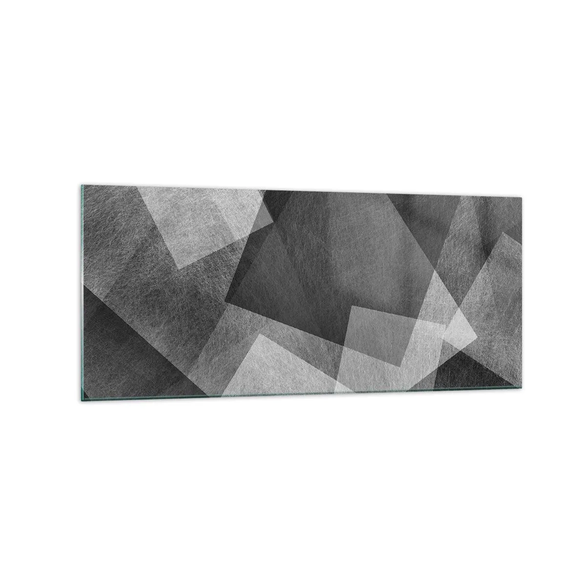 Impression sur verre - Image sur verre - Abstraction en noir et blanc avec des formes géométriques - 120x50cm - Le symbole éternel de durabilité et d'ordre - Décoration murale moderne pour le salon et la chambre ARTTOR