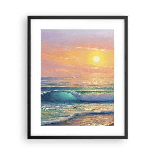 Affiche dans un cadre noir - Poster - Le chant turquoise des vagues - 40x50 cm