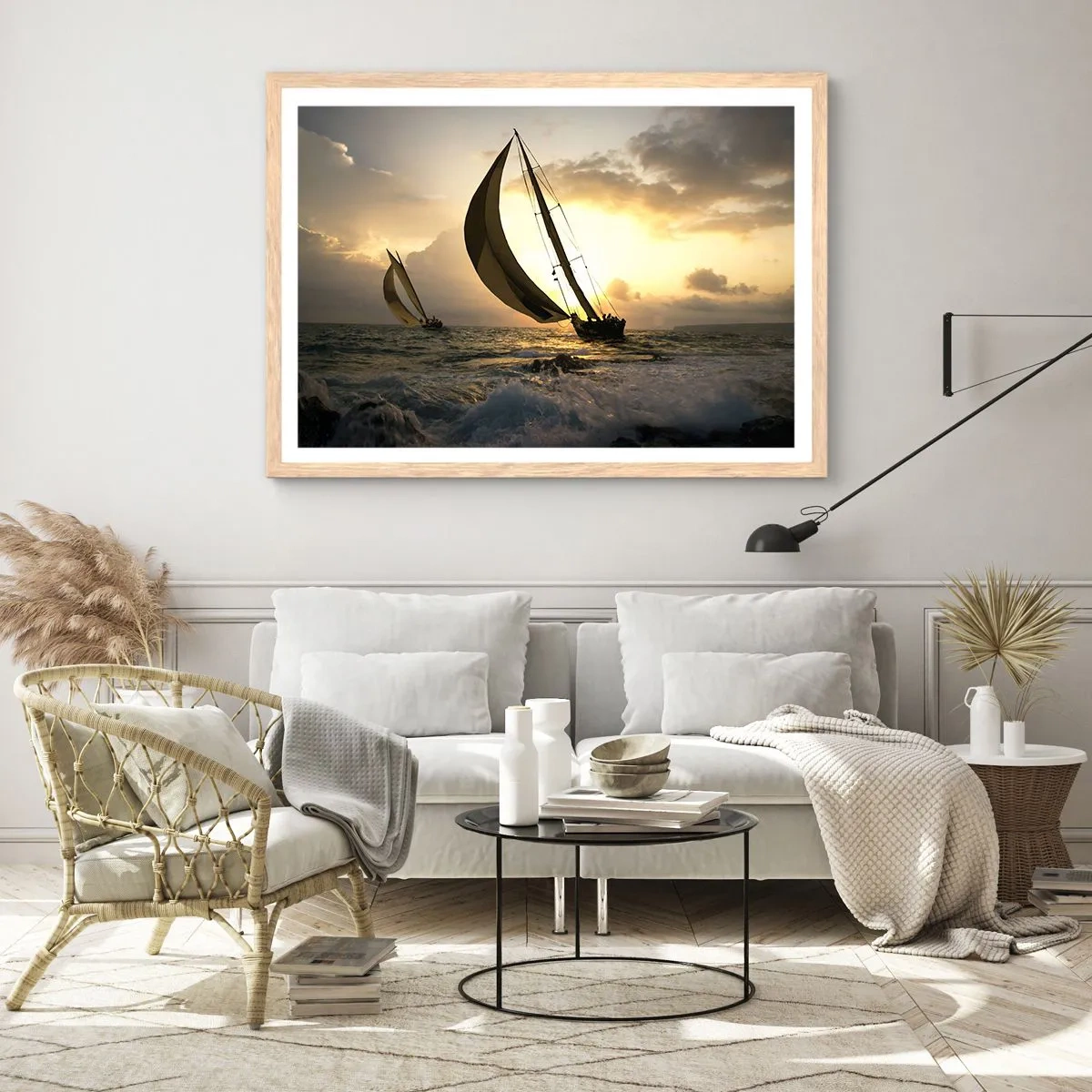 Affiche dans un chêne clair - Poster - Avec le vent et contre le vent - 40x30 cm