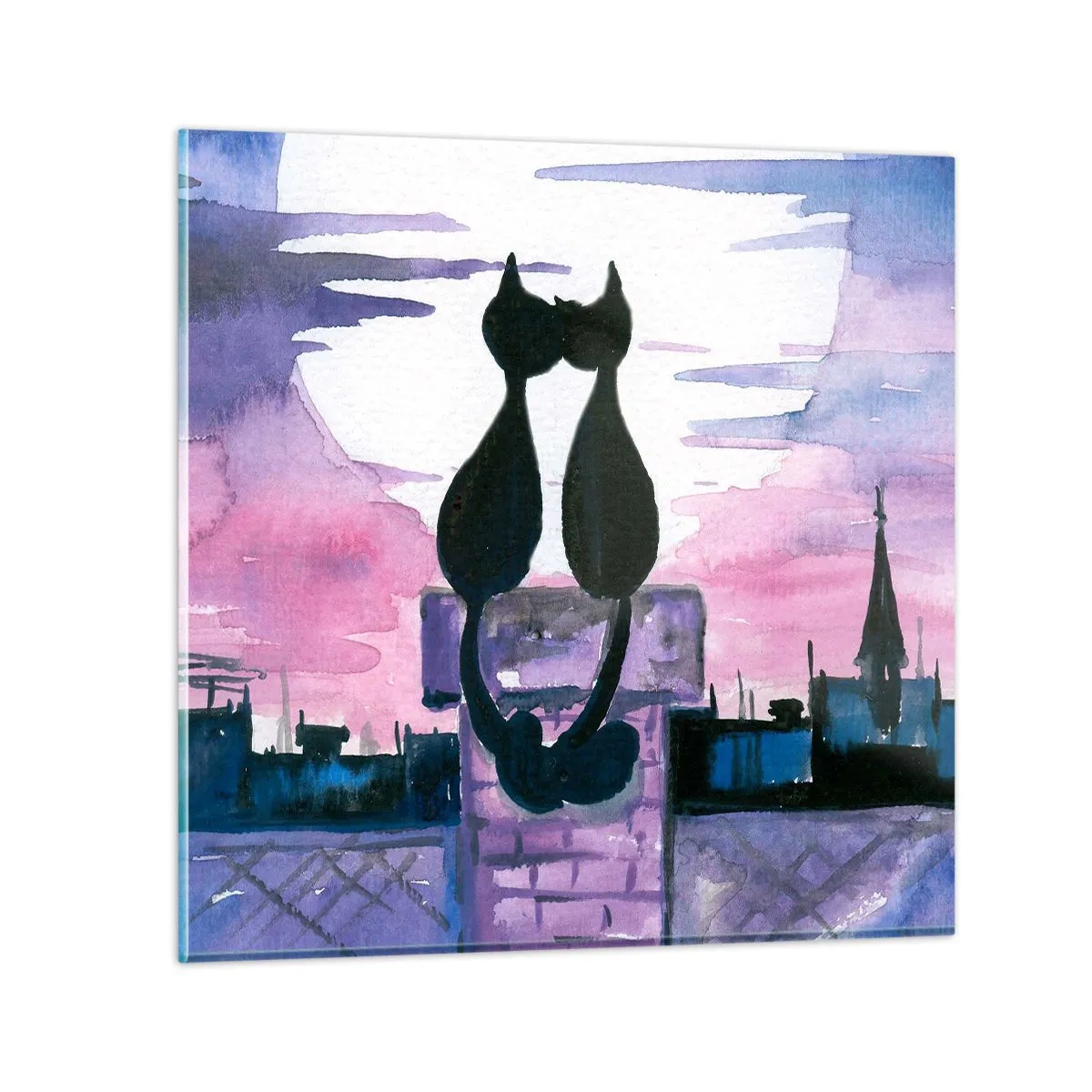 Impression sur verre - Image sur verre - Rendez-vous sous la lune - 70x70 cm