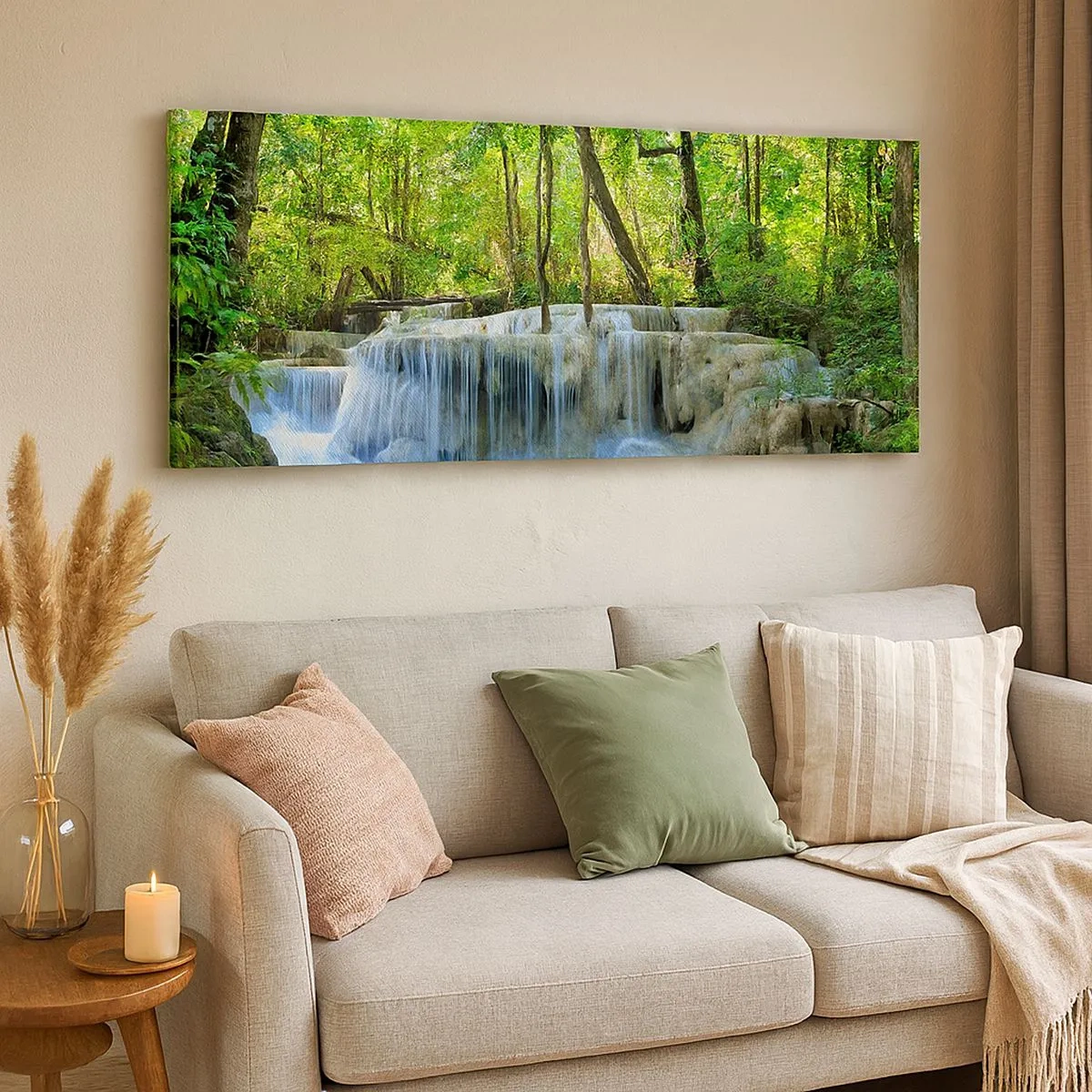Impression sur toile - Image sur toile - Se noyer dans le turquoise et le vert - 100x40 cm