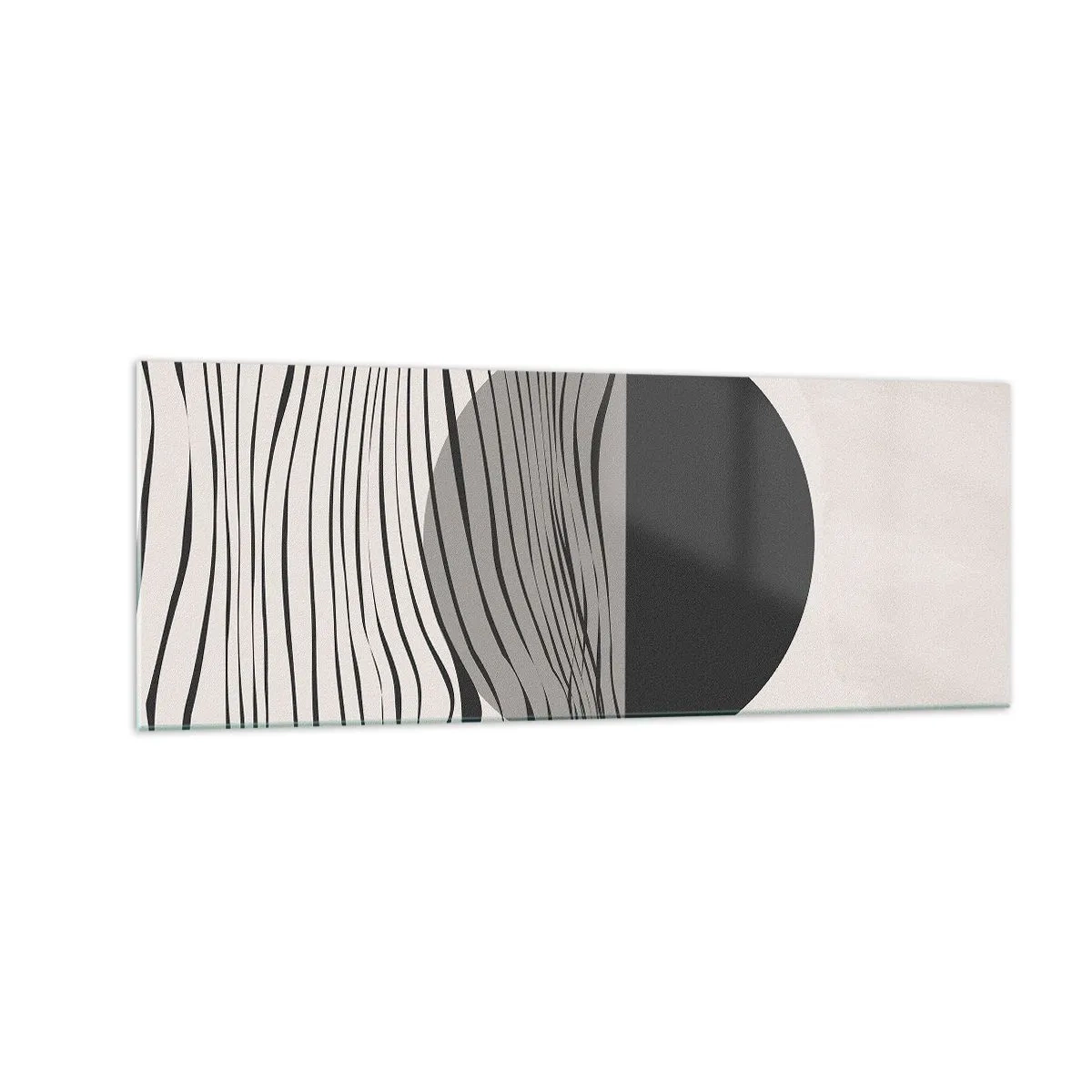 Impression sur verre - Image sur verre - Lignes abstraites et formes géométriques aux couleurs douces - 140x50cm - Demi composition - Décoration murale moderne pour le salon et la chambre ARTTOR